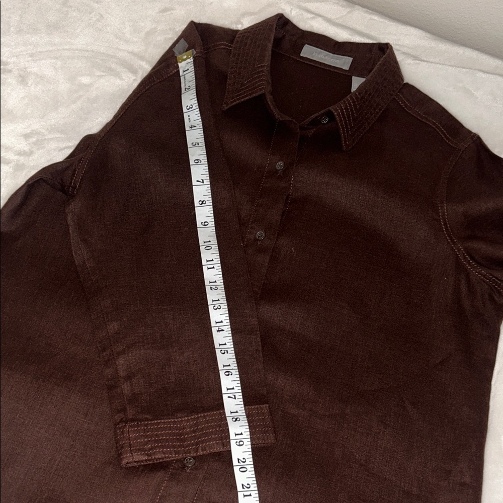 Liz Claiborne Dark Brown Women's Blouse 100% linen - Picture 10 of 11